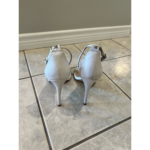 Sam Edelman Arielle White Ankle Strap Stiletto Dress 5”‎ Heels Size 10 - Picture 3 of 7